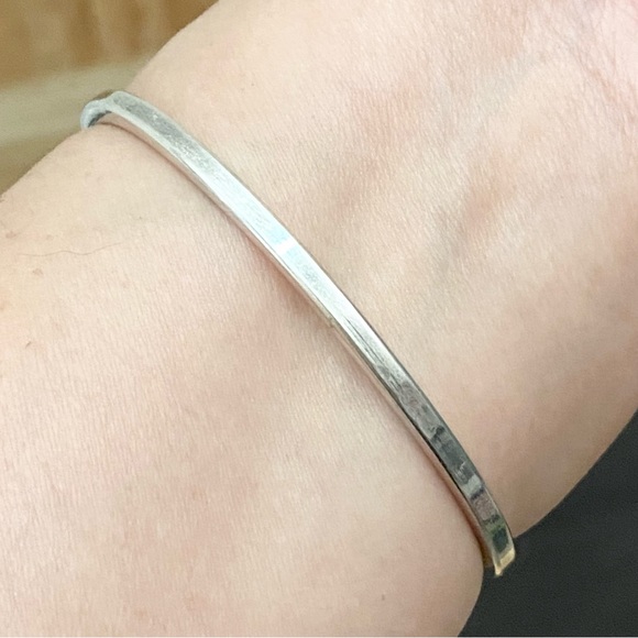 Vintage Alpaca Mexico Mexican Silver Mother of Pearl Inlaid ID Cuff Bracelet - Picture 5 of 13